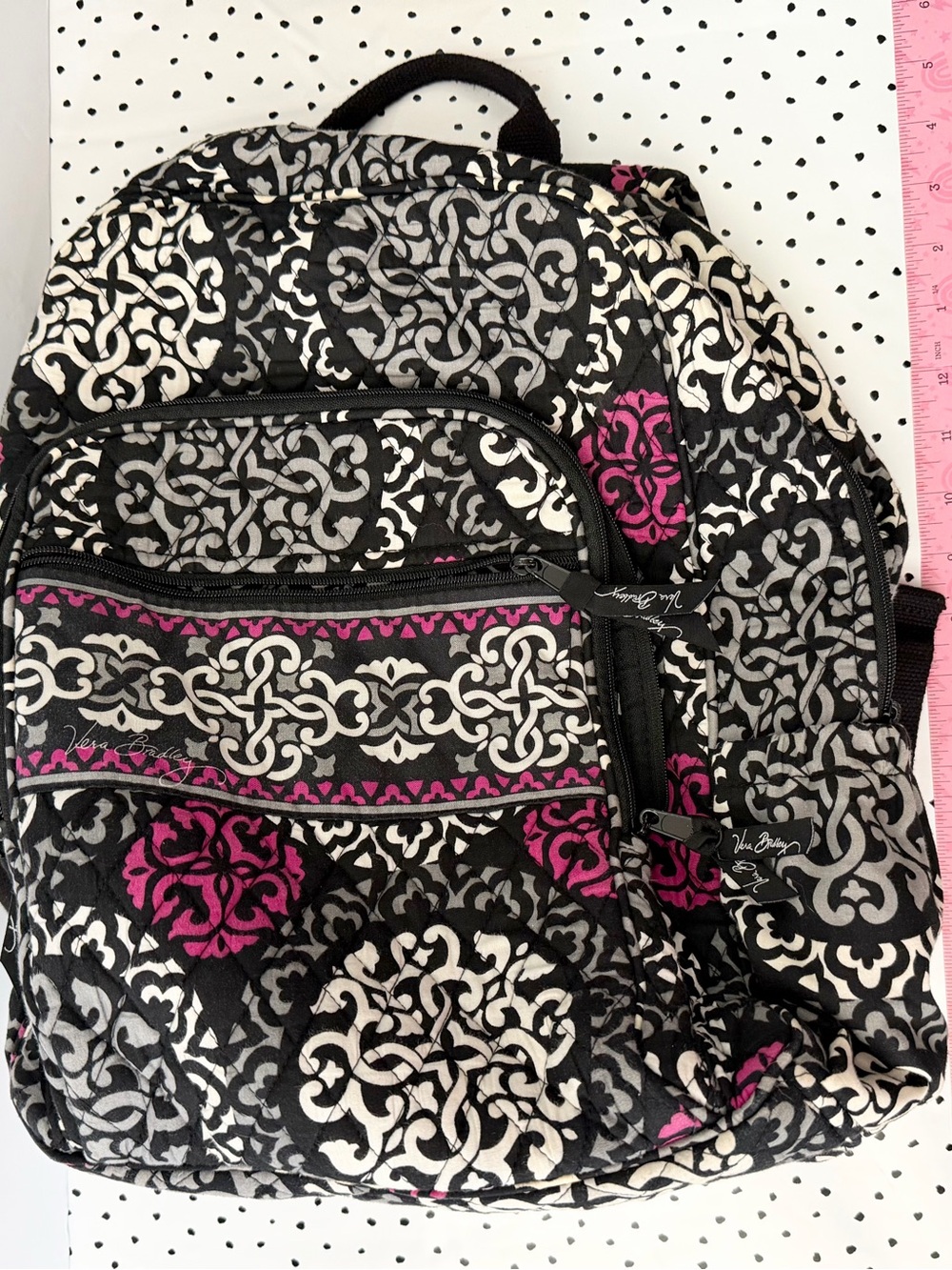 Vera Bradley Campus Backpack Canterberry Magenta Retired Quilted Laptop Bag